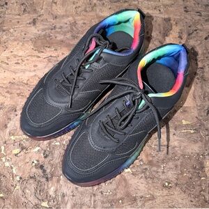 Cute Athletic Shoes with Rainbow Accents